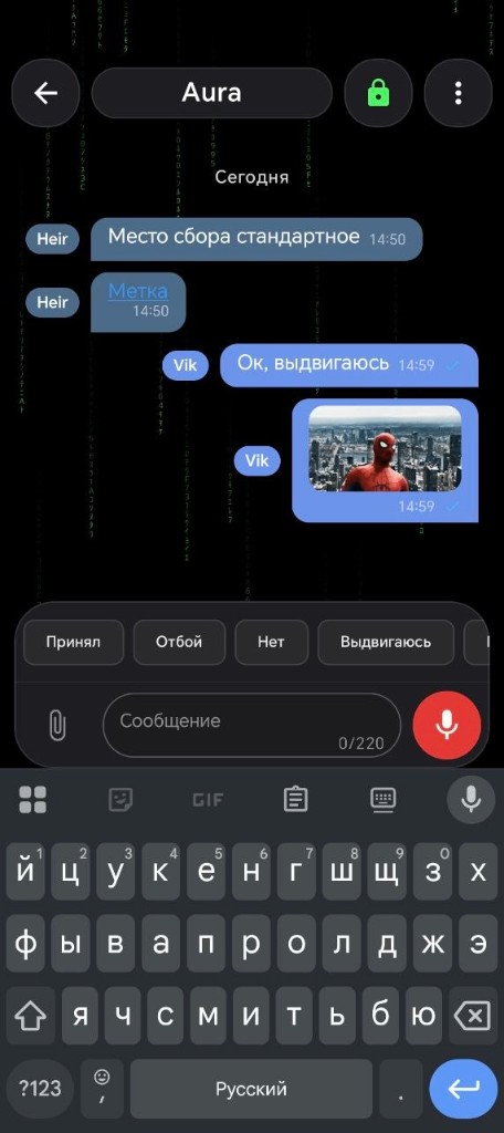 Экран чата в Aura